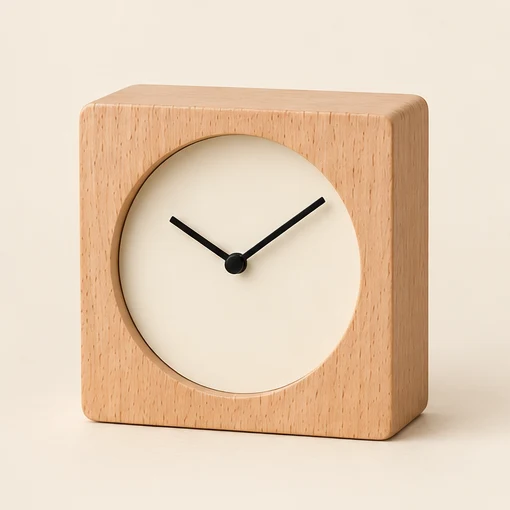 Wooden block desk clock